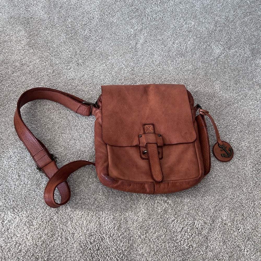 Harbour 2nd Brown Leather Messenger Style Crossbody Boho Bag Satchel Purse
